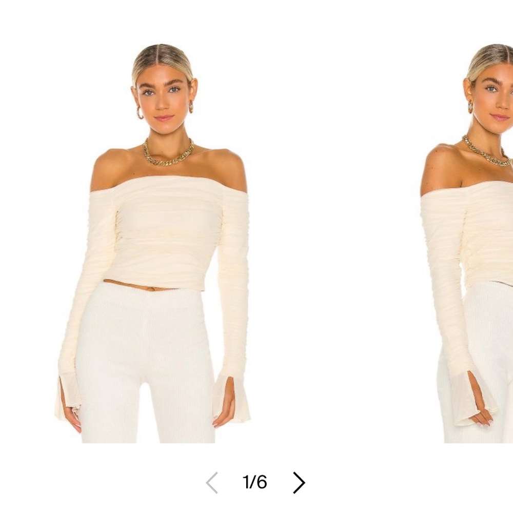 Danielle Guizio Off the Shoulder Mesh Ruched Top Size S